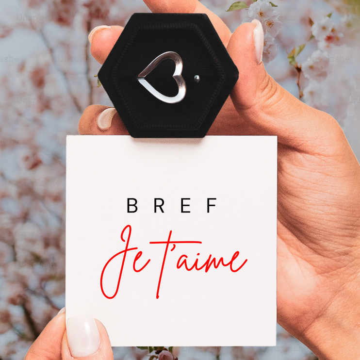 Bague Ajustable - Coeur - Bref, je t'aime