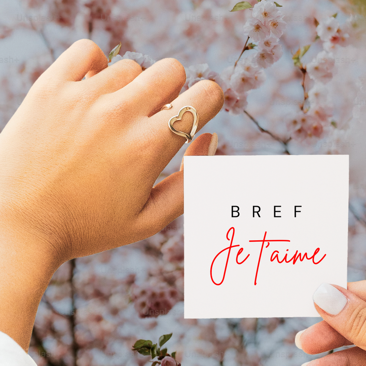 Bague Ajustable - Coeur - Bref, je t'aime